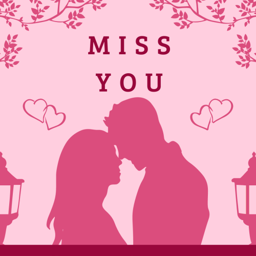 Couple shadow on a wish card, Miss You.