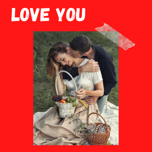 Romantic couple on wish card Love You