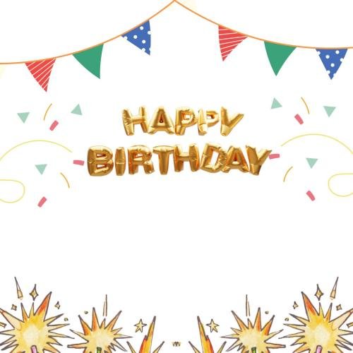 White back on wish card Happy Birthday