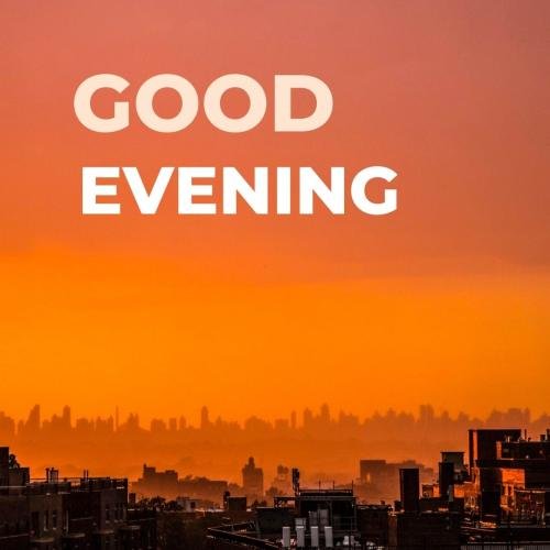 City view on wish card Good Evening