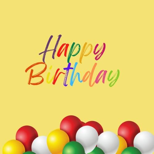 Balloons on wish card Happy Birthday