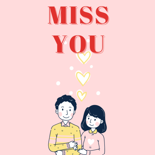 Couple on a wish card, Miss You.