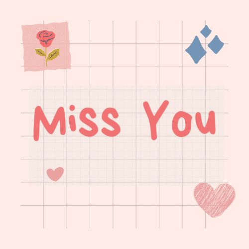 Miss You, artistic wish card design. 