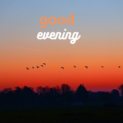 Evening sky view on wish card GOOD EVENING
