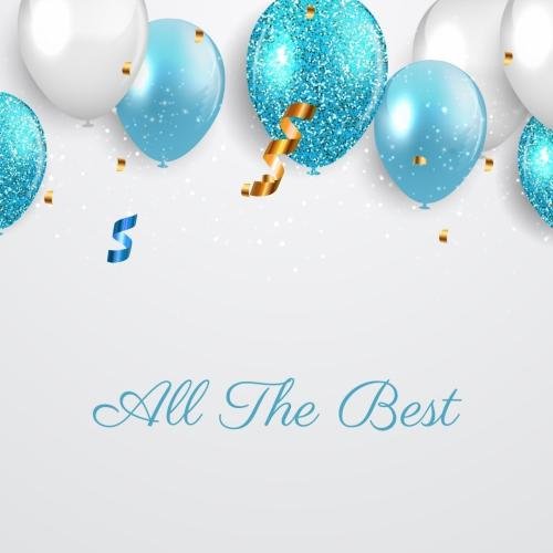 All the best with blue and white balloons