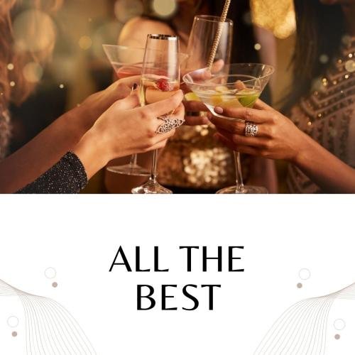 Wishing all the best to each other with wine glasses.