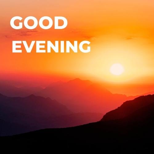 Sunset view on wish card Good Evening