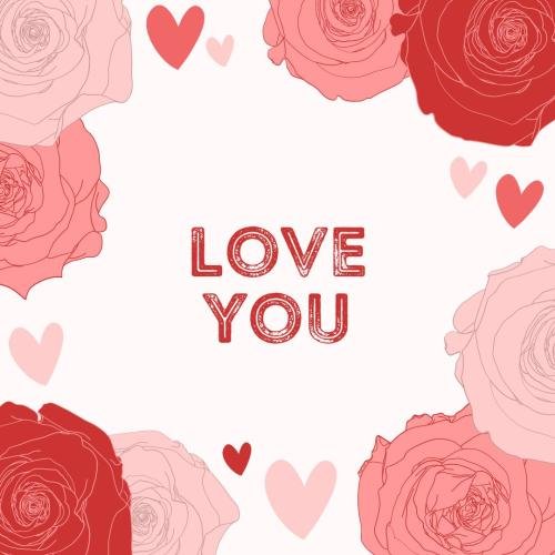 Colorful flowers on wish card Love you