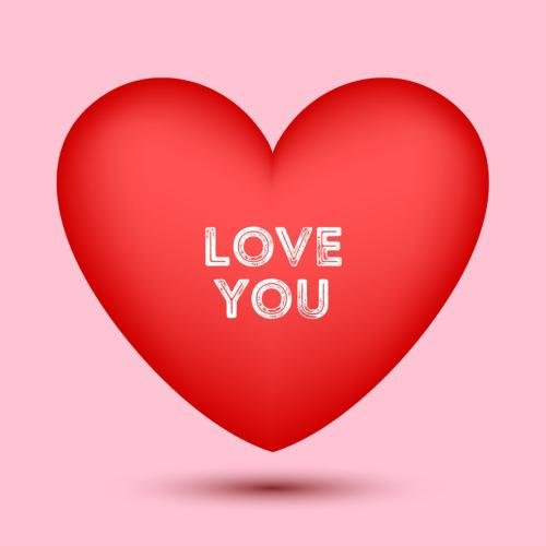 Red heart on wish card Love you