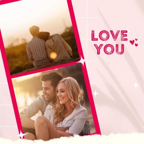 Romantic couple on wish card Love you
