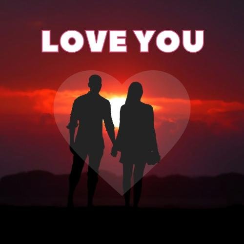 Couple holding hands on greeting card Love you
