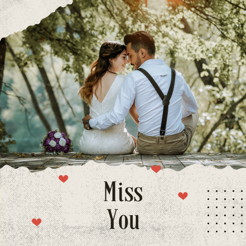 Couple sit in a beautiful forest, Miss You.