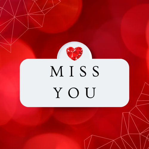 Miss You, Red Heart, and red background.