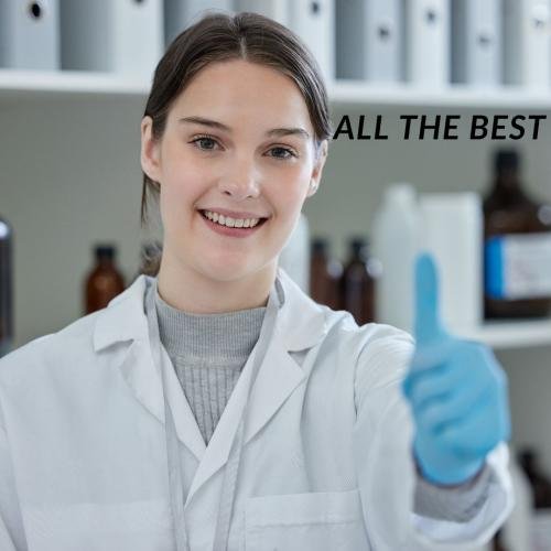 Lady doctor wishing best of luck to patients. 