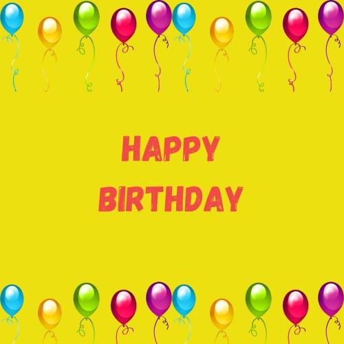 Colorful balloons on wish card Happy Birthday