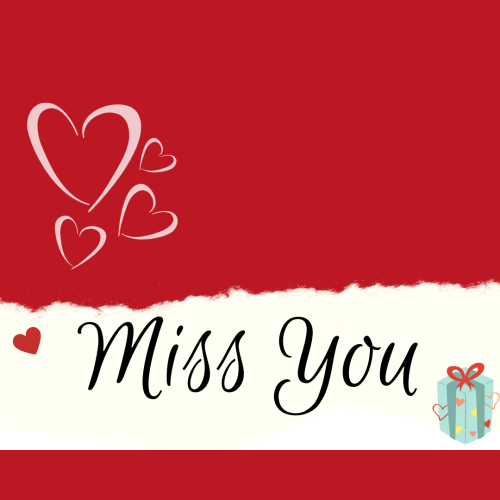 Red background and white ribbon, Miss You.