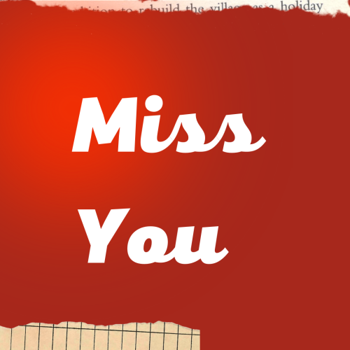 Miss You, simple red color wish card.
