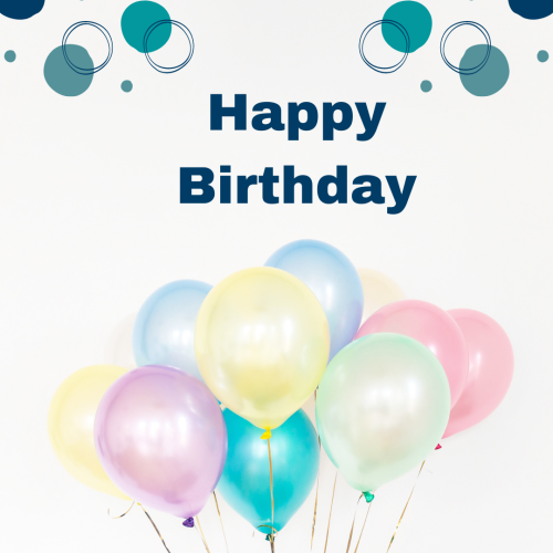 Colorful balloons on wish card Happy Birthday