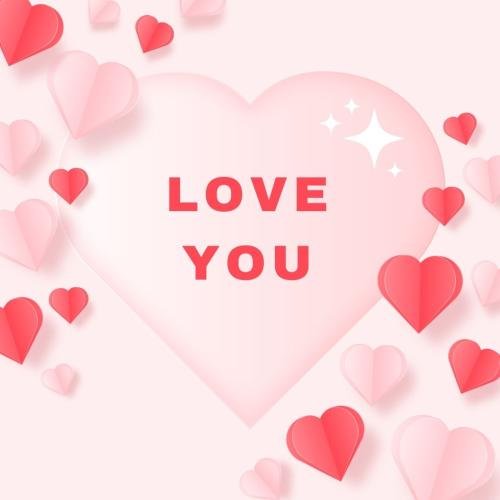 Colorful hearts on wish card Love you