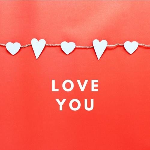 White hearts on wish card Love You