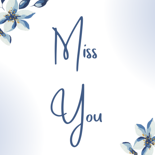 Blue color leaves on a white background, Miss You.