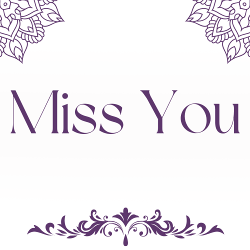Miss You, beautiful pattern on a wish card.