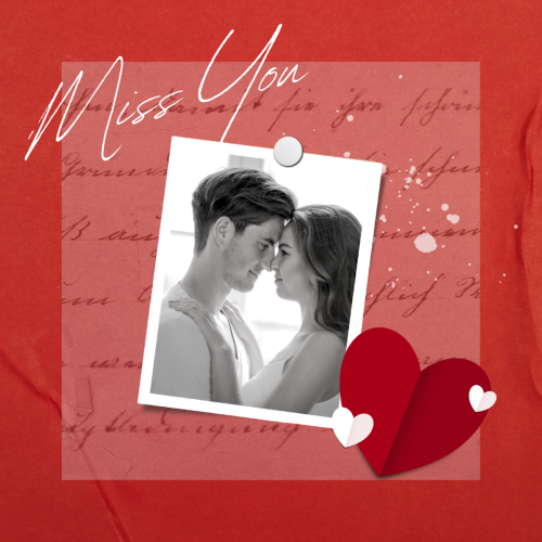 Miss You, couple on a wish card.