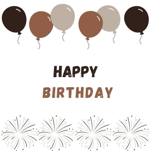 White back and balloons, Happy Birthday