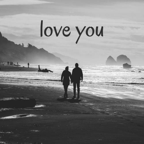 Couple holding hand on lake, Love you