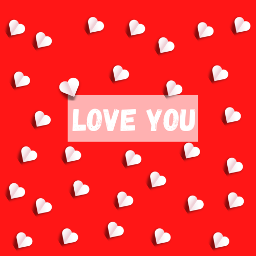 Red back and white hearts, Love you