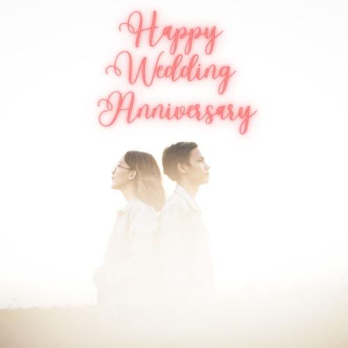 Couple greetings on happy wedding anniversary