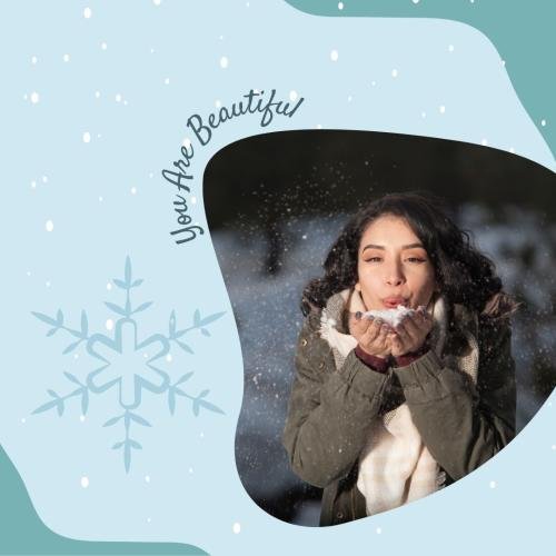 Girl looking beautiful with snow