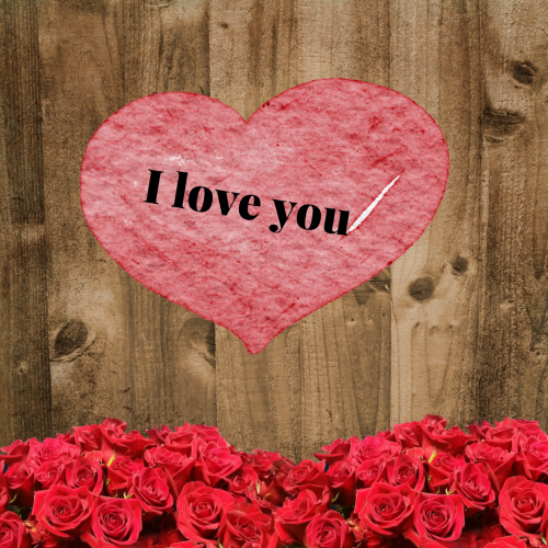 Heart and flowers message Love you