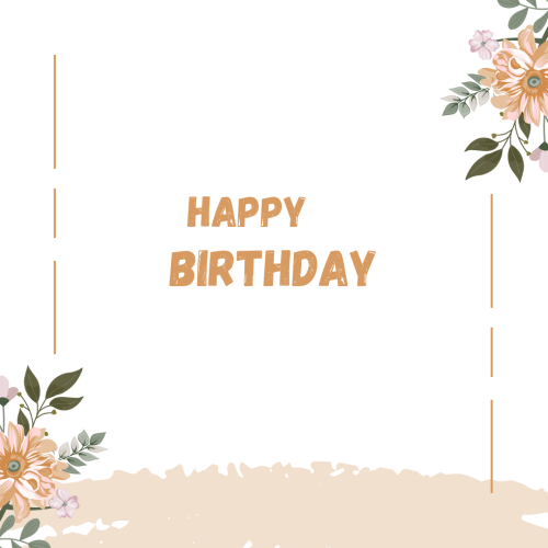 White background and flower on wish card Happy Birthday