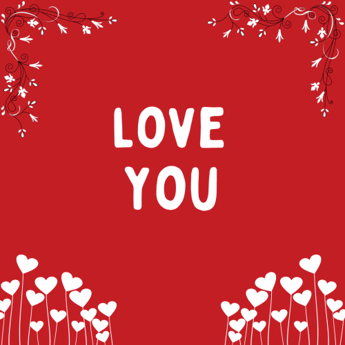 Red back and white hearts, Love you.