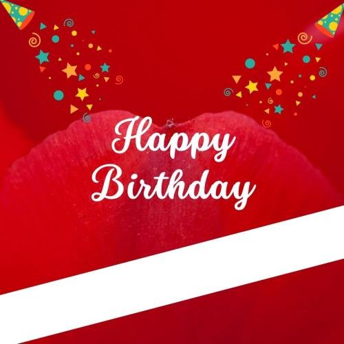 Red hearts on wish card Happy Birthday