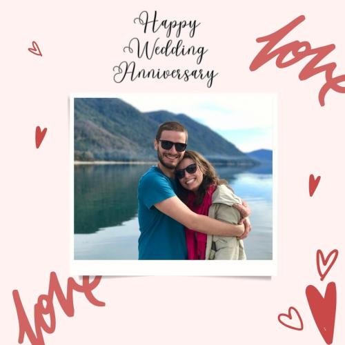 Couple hugs , sea side , happy wedding anniversary