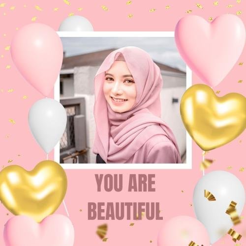 The Hijab girl looks beautiful with a heart.