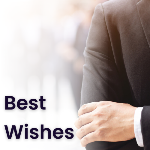 Best Wishes, a man in a three-piece suit.