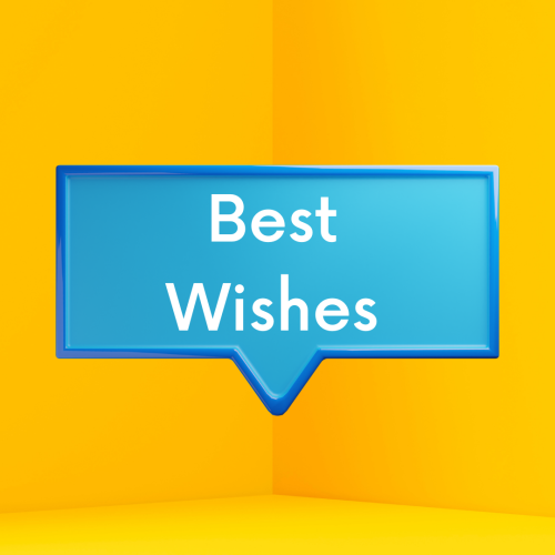 Best Wishes, the blue icon on a yellow background.