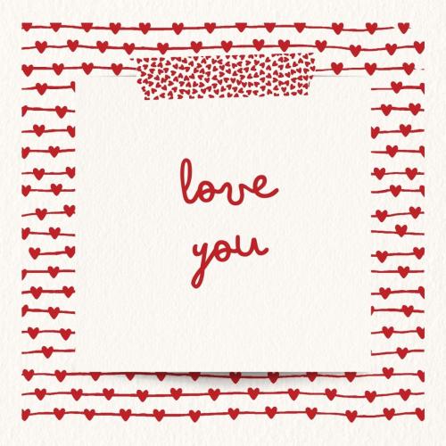 Red hearts on wish card Love you.