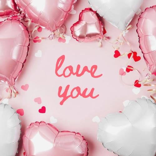 Pink and white hearts on wish card Love you