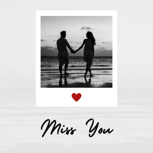Miss You, couple walking on a sea side.