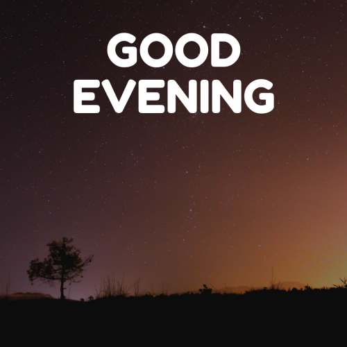 Stars on sky, on wish card GOOD EVENING