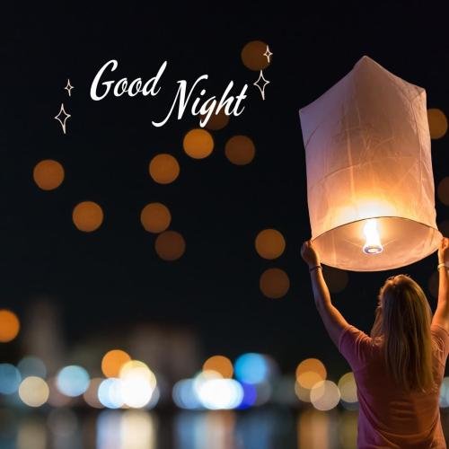 Girl wishing at good night