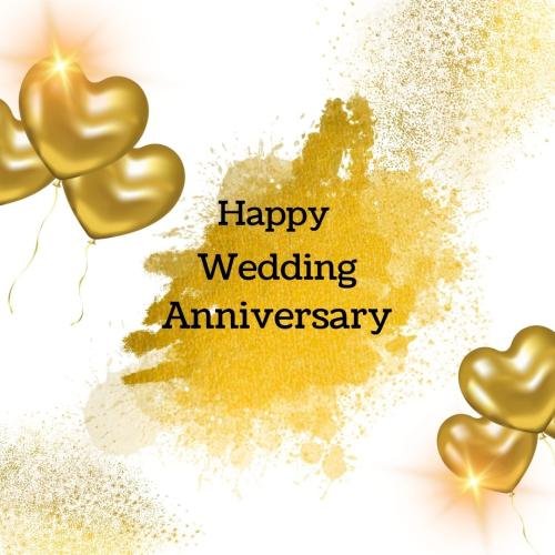 Happy Wedding Anniversary Golden Color Background