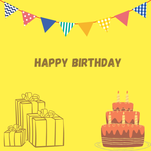 Yellow Color Wishing Card For Birthday