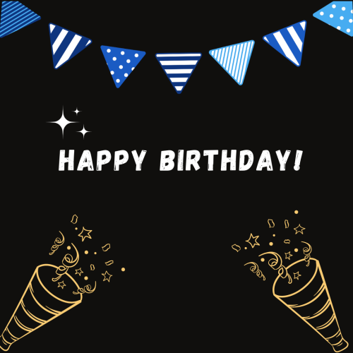 Black back and ribbon on wish card Happy Birthday