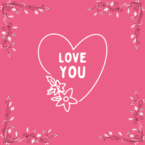 Pink background on wish card, Love you.
