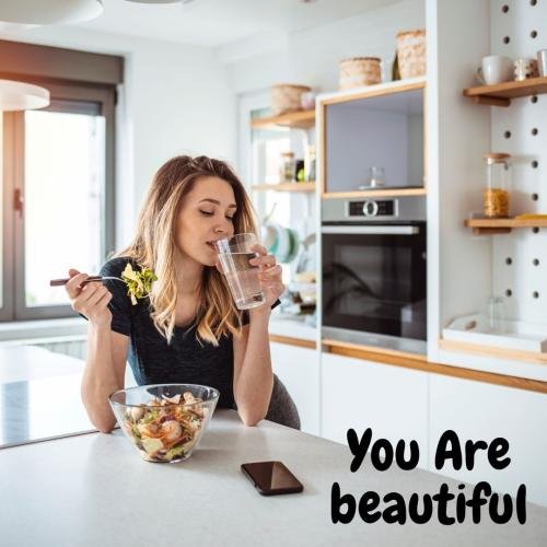 Girl drinking water looking beautiful
